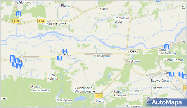 mapa Mikołajewo gmina Czarnków, Mikołajewo gmina Czarnków na mapie Targeo