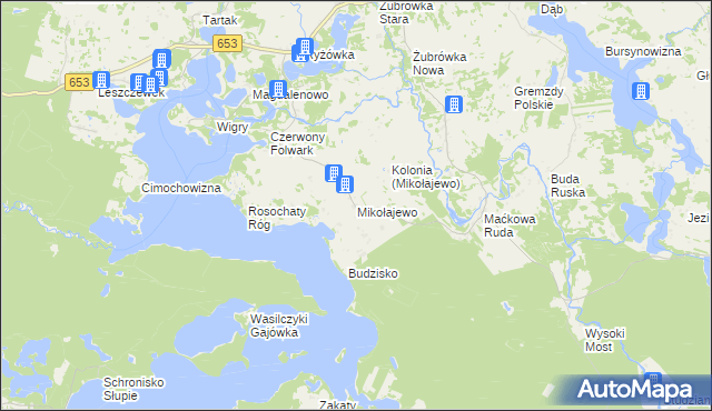 mapa Mikołajewo gmina Krasnopol, Mikołajewo gmina Krasnopol na mapie Targeo