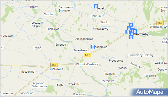 mapa Mikołajewo gmina Staroźreby, Mikołajewo gmina Staroźreby na mapie Targeo