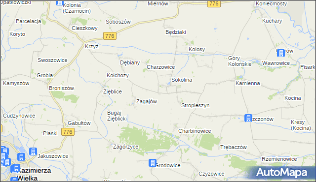 mapa Mikołajów gmina Czarnocin, Mikołajów gmina Czarnocin na mapie Targeo