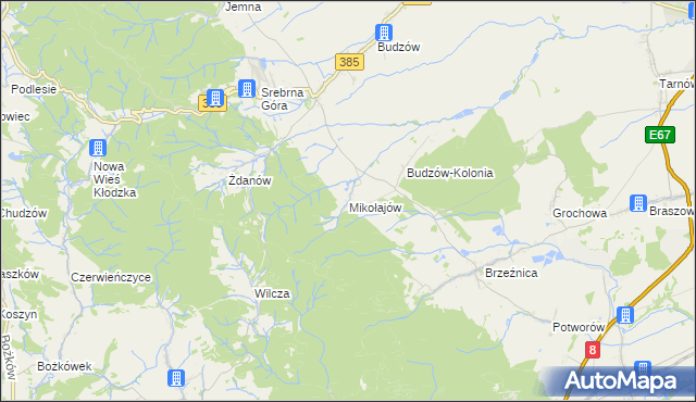 mapa Mikołajów gmina Stoszowice, Mikołajów gmina Stoszowice na mapie Targeo