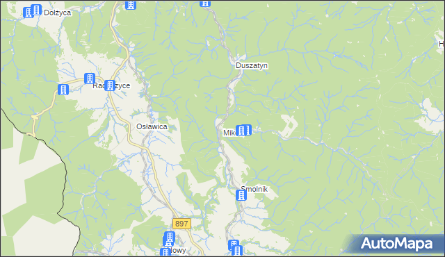 mapa Mików gmina Komańcza, Mików gmina Komańcza na mapie Targeo