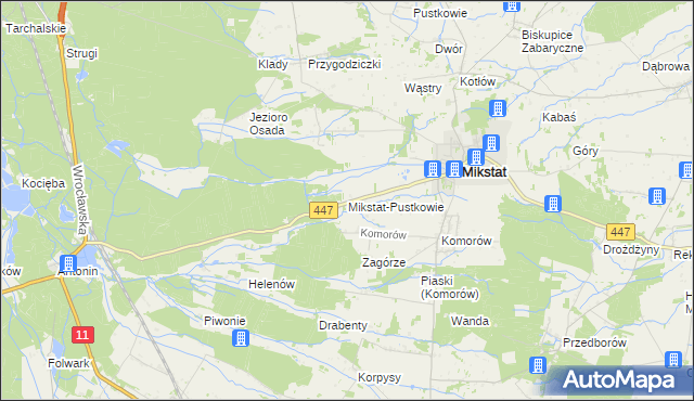 mapa Mikstat-Pustkowie, Mikstat-Pustkowie na mapie Targeo