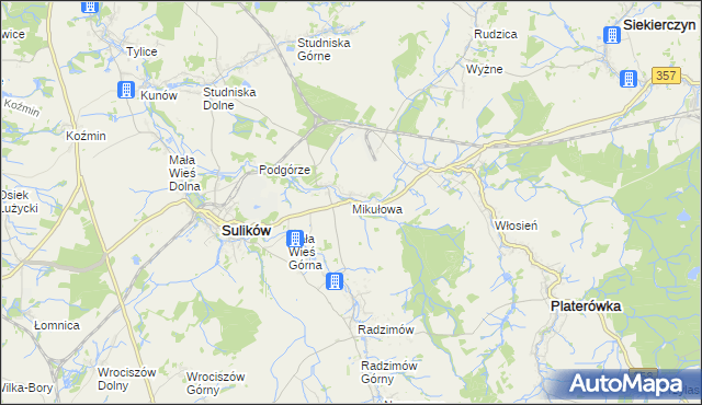 mapa Mikułowa, Mikułowa na mapie Targeo