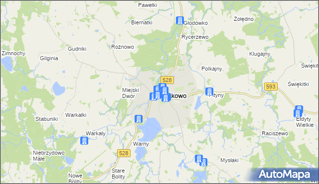 mapa Miłakowo, Miłakowo na mapie Targeo