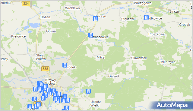 mapa Miłcz, Miłcz na mapie Targeo