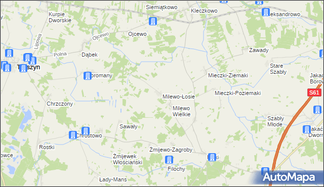 mapa Milewo-Łosie, Milewo-Łosie na mapie Targeo