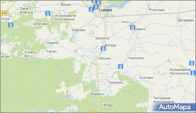 mapa Miłkowo gmina Lubasz, Miłkowo gmina Lubasz na mapie Targeo