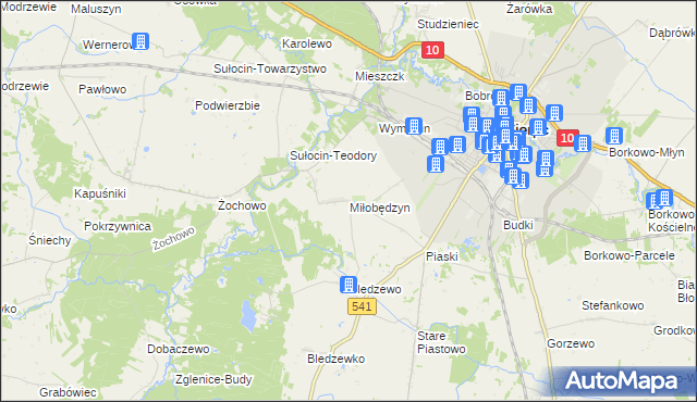 mapa Miłobędzyn, Miłobędzyn na mapie Targeo