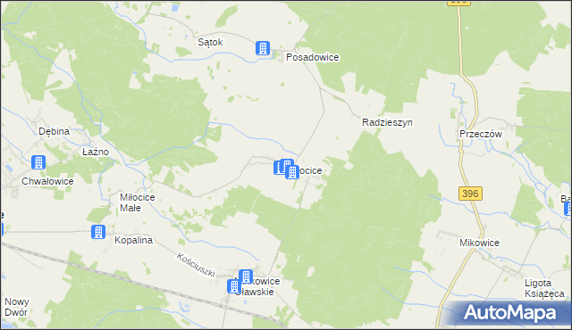 mapa Miłocice gmina Jelcz-Laskowice, Miłocice gmina Jelcz-Laskowice na mapie Targeo