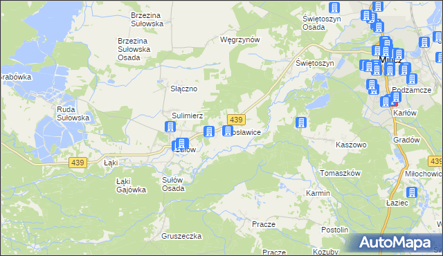mapa Miłosławice gmina Milicz, Miłosławice gmina Milicz na mapie Targeo