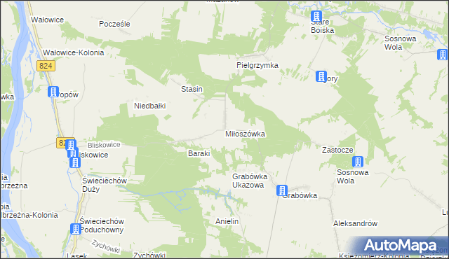 mapa Miłoszówka, Miłoszówka na mapie Targeo