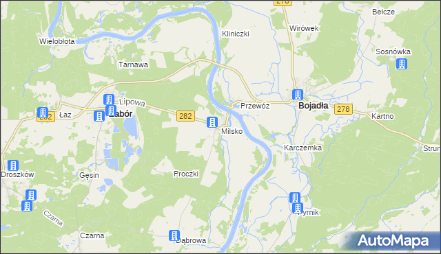 mapa Milsko, Milsko na mapie Targeo