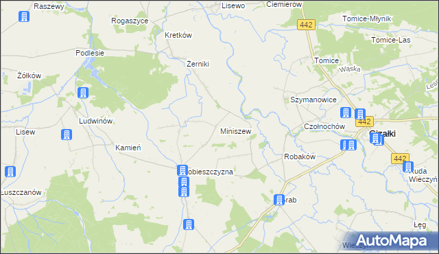 mapa Miniszew, Miniszew na mapie Targeo