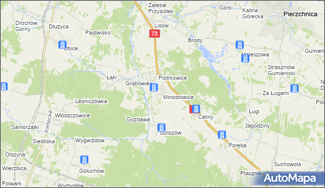 mapa Minostowice, Minostowice na mapie Targeo