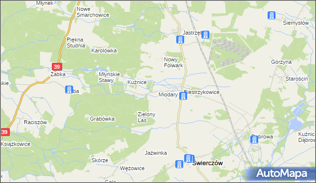 mapa Miodary gmina Świerczów, Miodary gmina Świerczów na mapie Targeo