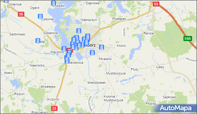 mapa Mirawno, Mirawno na mapie Targeo