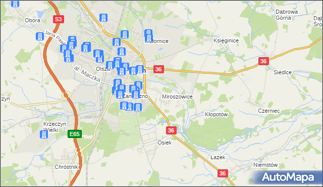 mapa Miroszowice, Miroszowice na mapie Targeo