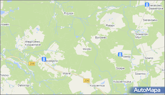 mapa Mirotki gmina Polanów, Mirotki gmina Polanów na mapie Targeo