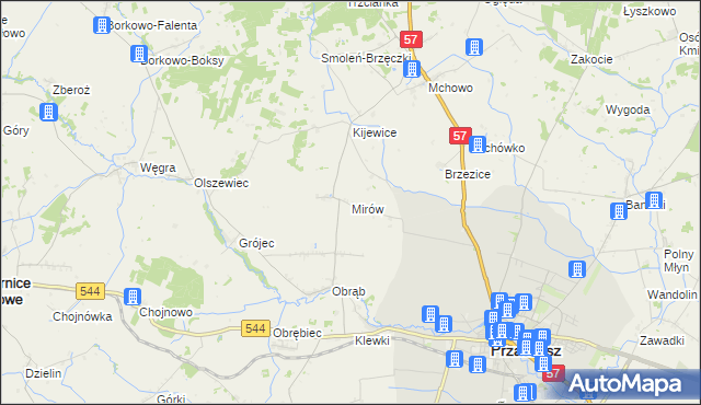 mapa Mirów gmina Przasnysz, Mirów gmina Przasnysz na mapie Targeo