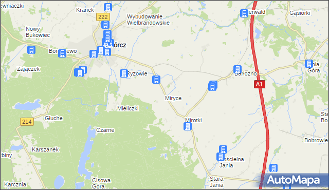 mapa Miryce, Miryce na mapie Targeo