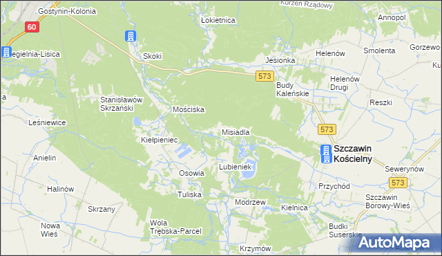 mapa Misiadla, Misiadla na mapie Targeo