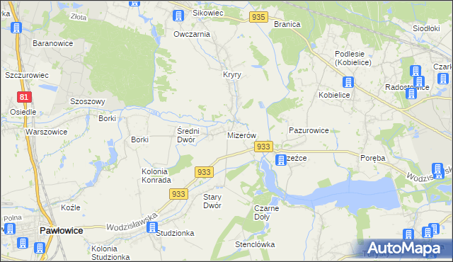 mapa Mizerów, Mizerów na mapie Targeo