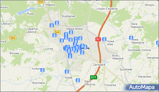 mapa Mława, Mława na mapie Targeo