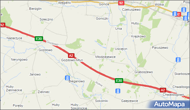 mapa Młodziejewice, Młodziejewice na mapie Targeo