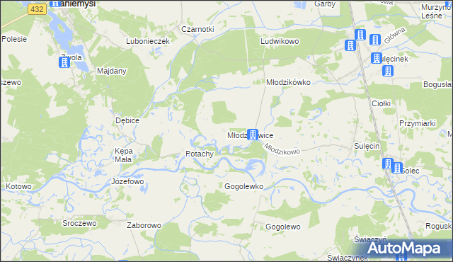 mapa Młodzikowice, Młodzikowice na mapie Targeo