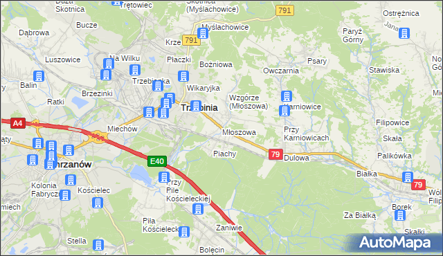 mapa Młoszowa, Młoszowa na mapie Targeo