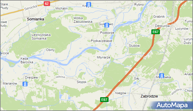 mapa Młynarze gmina Zabrodzie, Młynarze gmina Zabrodzie na mapie Targeo