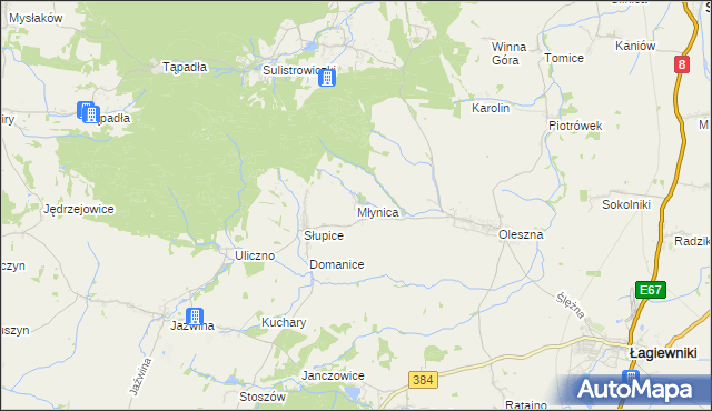 mapa Młynica, Młynica na mapie Targeo