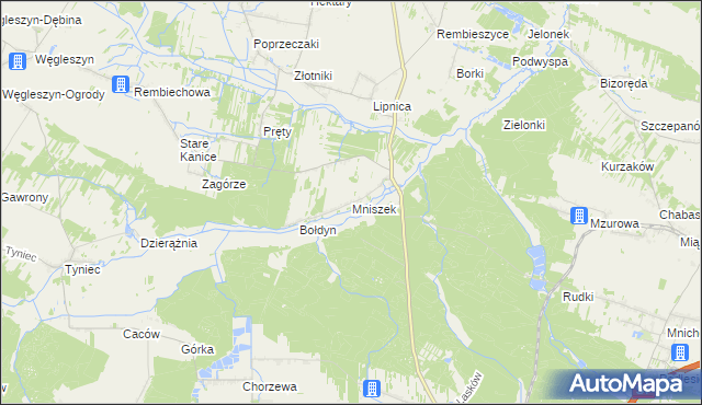 mapa Mniszek gmina Małogoszcz, Mniszek gmina Małogoszcz na mapie Targeo