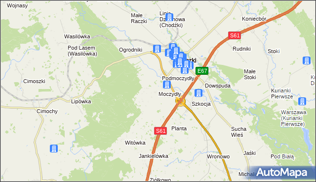 mapa Moczydły gmina Raczki, Moczydły gmina Raczki na mapie Targeo