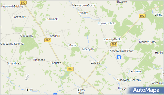 mapa Moczydły gmina Siemiatycze, Moczydły gmina Siemiatycze na mapie Targeo