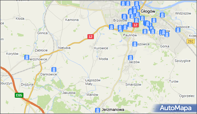 mapa Modła gmina Jerzmanowa, Modła gmina Jerzmanowa na mapie Targeo