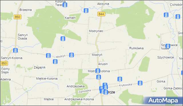 mapa Modryń, Modryń na mapie Targeo