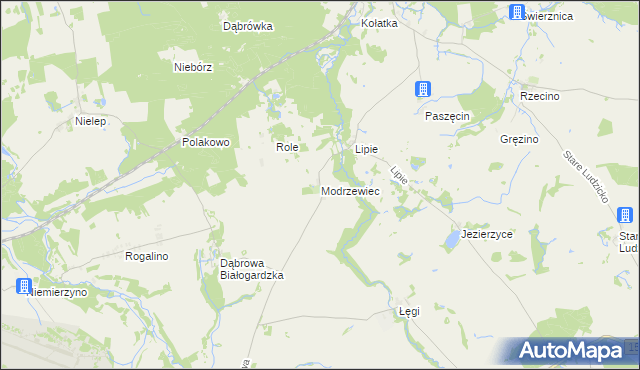 mapa Modrzewiec, Modrzewiec na mapie Targeo