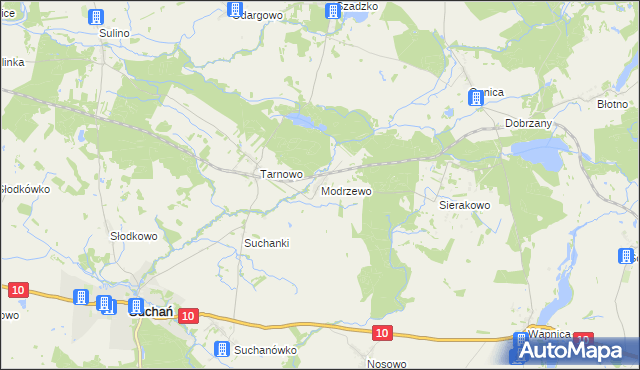 mapa Modrzewo, Modrzewo na mapie Targeo