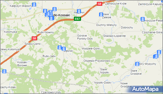 mapa Modzele-Górki, Modzele-Górki na mapie Targeo