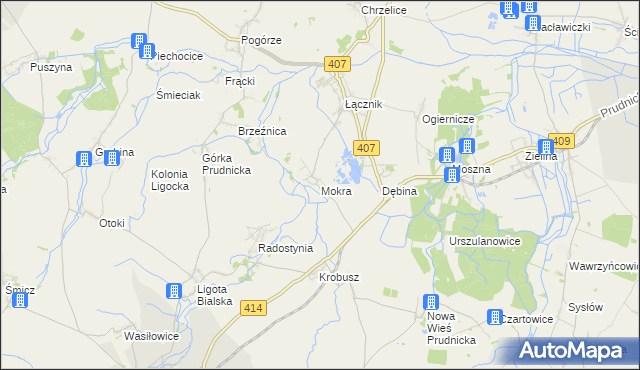 mapa Mokra gmina Biała, Mokra gmina Biała na mapie Targeo