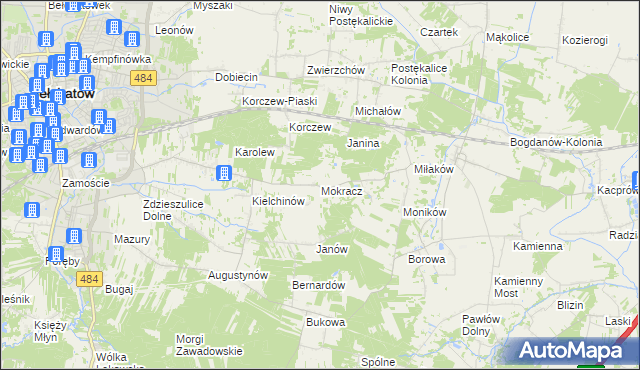 mapa Mokracz, Mokracz na mapie Targeo