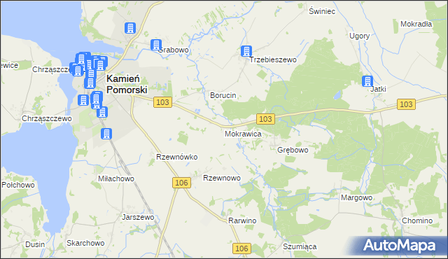 mapa Mokrawica, Mokrawica na mapie Targeo