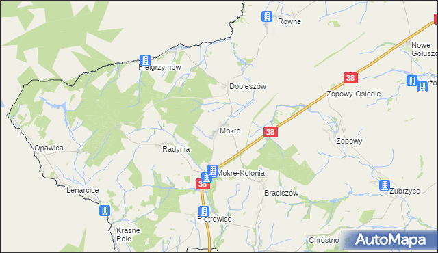 mapa Mokre gmina Głubczyce, Mokre gmina Głubczyce na mapie Targeo