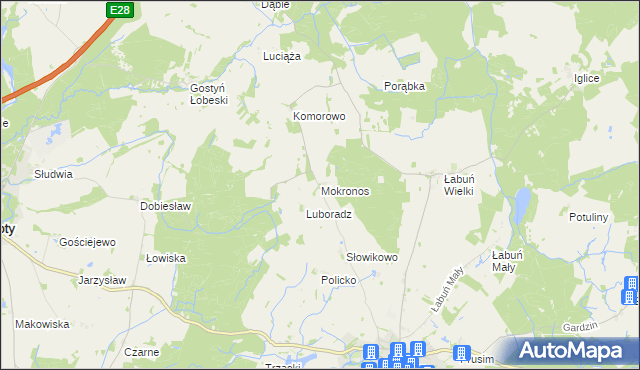 mapa Mokronos gmina Resko, Mokronos gmina Resko na mapie Targeo