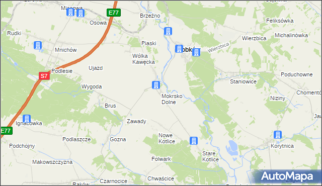 mapa Mokrsko Dolne, Mokrsko Dolne na mapie Targeo