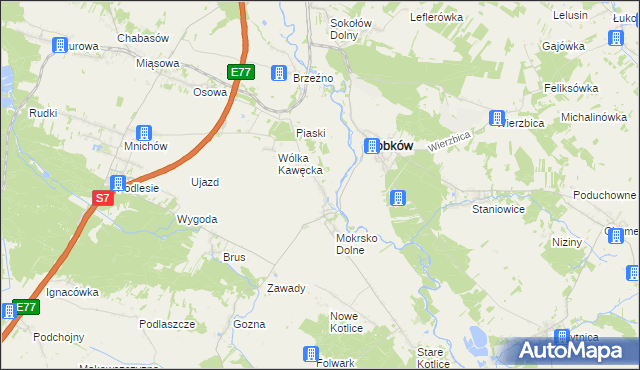 mapa Mokrsko Górne, Mokrsko Górne na mapie Targeo