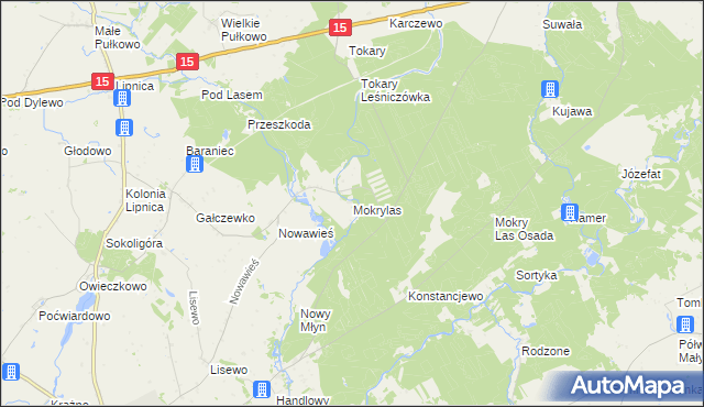 mapa Mokry Las gmina Golub-Dobrzyń, Mokry Las gmina Golub-Dobrzyń na mapie Targeo
