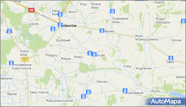 mapa Mokrzec gmina Potworów, Mokrzec gmina Potworów na mapie Targeo